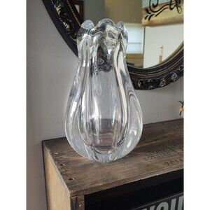 Vicki Lindstrand Orrefors "Stella Polaris" 8" Vtg Crystal Art Glass Vase Sweden